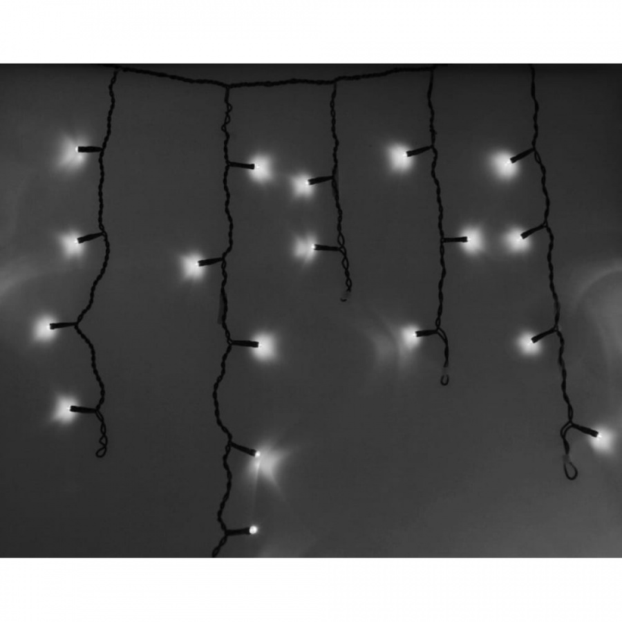 Гирлянда Neon-Night АЙСИКЛ бахрома, 4,8х0,6 м, черный ПВХ, 176LED белые