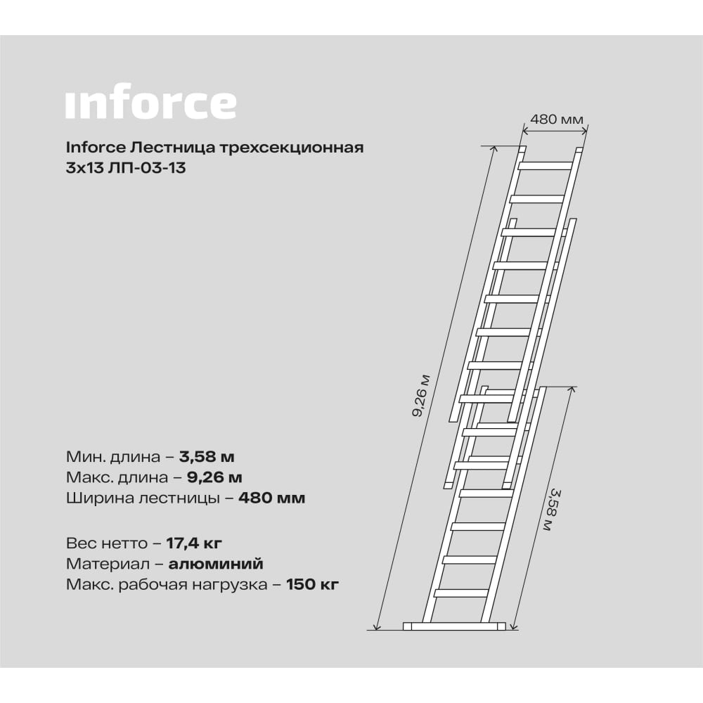 Трехсекционная лестница Inforce ЛП-03-13