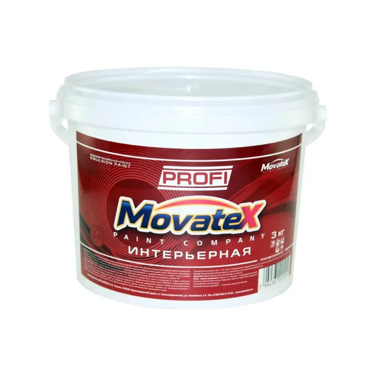 Интерьерная моющаяся водоэмульсионная краска Movatex PROFI Т04681