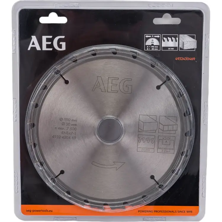 Пильный диск AEG Circular Saw Blades 190x30 мм, 24Z 4932430469