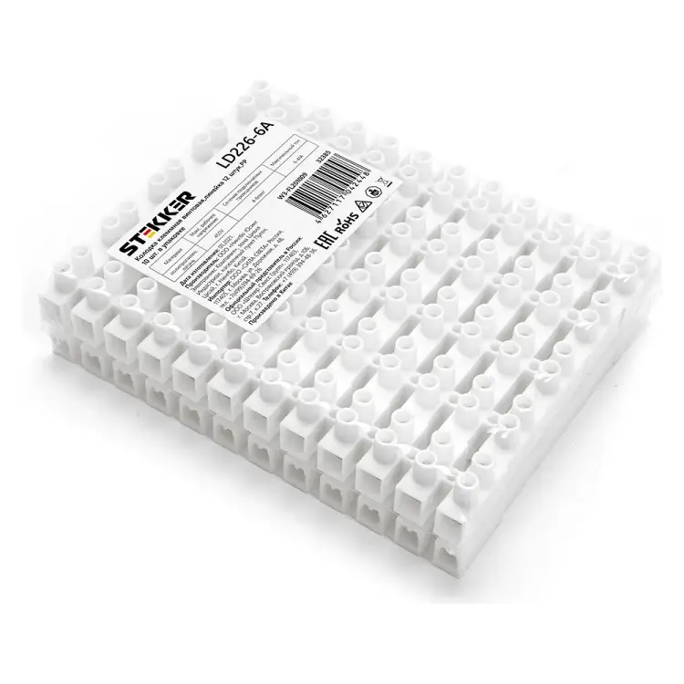Винтовая клеммная колодка STEKKER LD226-6A 32385
