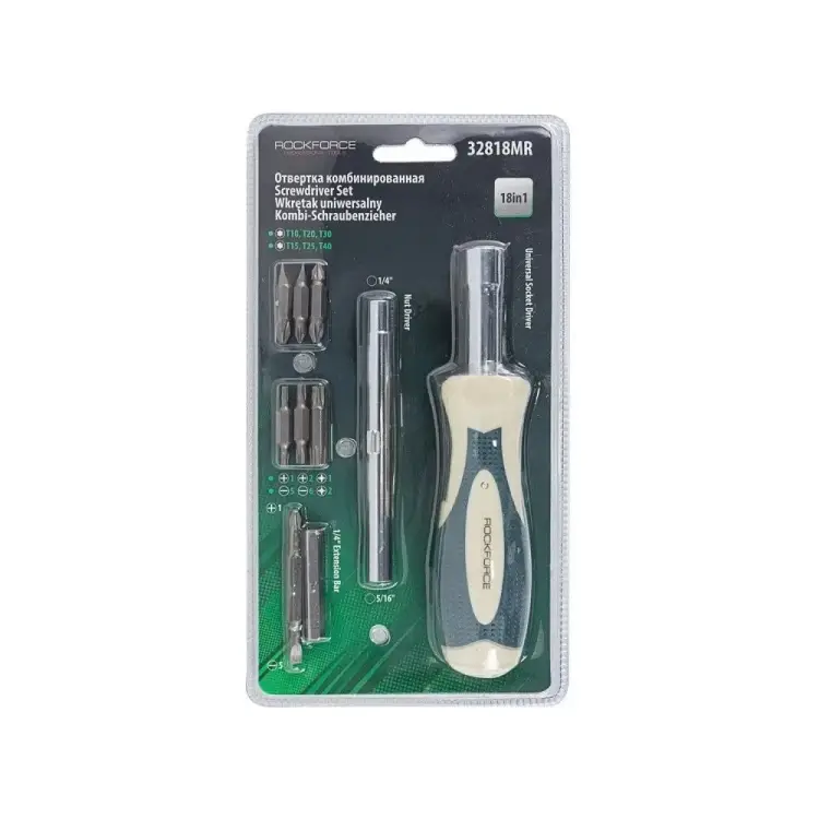 Универсальная переставная отвертка Rockforce RF-32818MR(51521) Универсальная переставная отвертка Rockforce RF-32818MR(51521)