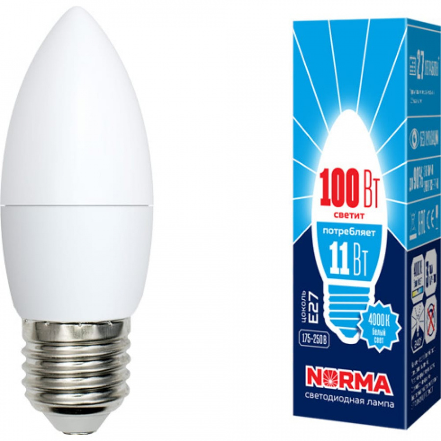 Светодиодная лампа Volpe LED-C37-11W/NW/E27/FR/NR