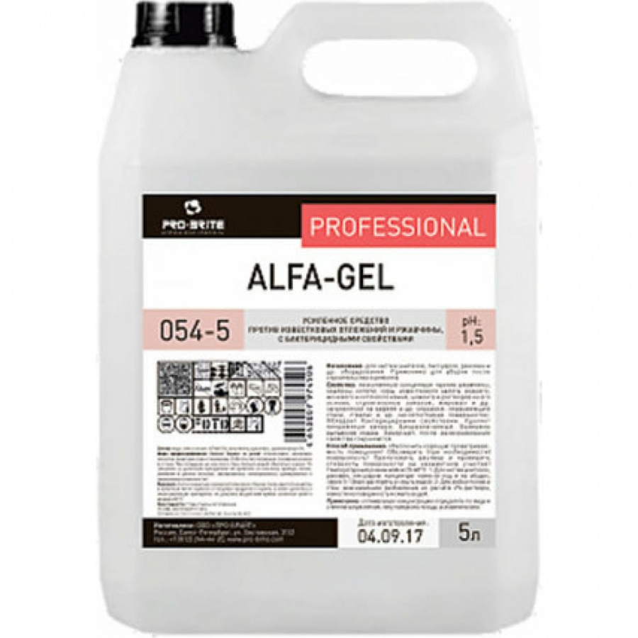 Кислотное чистящее средство для уборки санитарных помещений PRO-BRITE ALFA-GEL