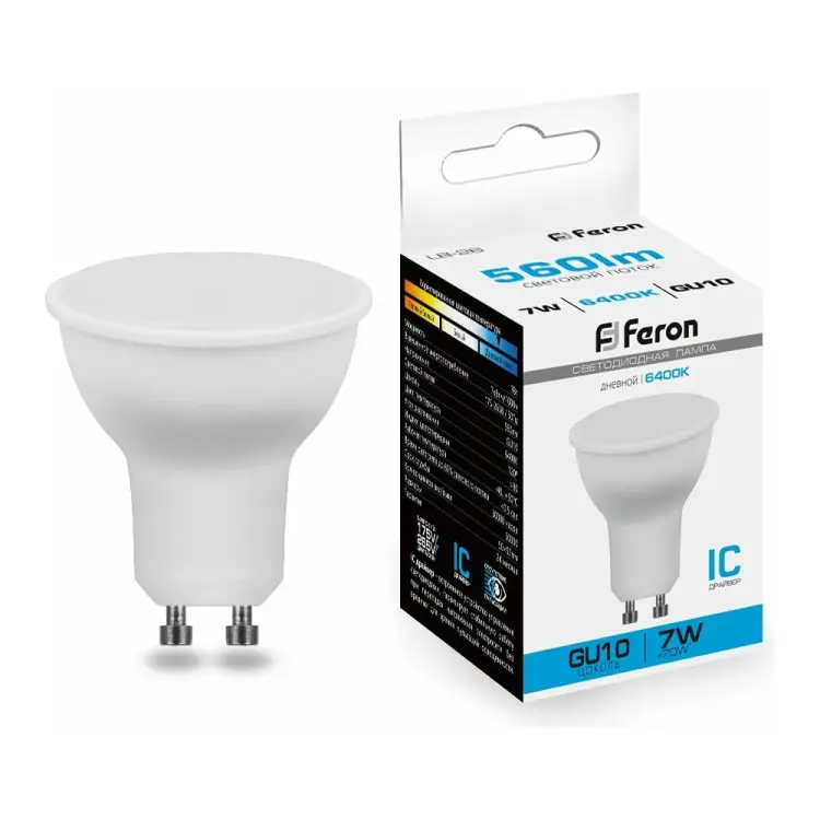 Светодиодная лампа FERON LB-26 80LED 7W 230V GU10 6400K 25291