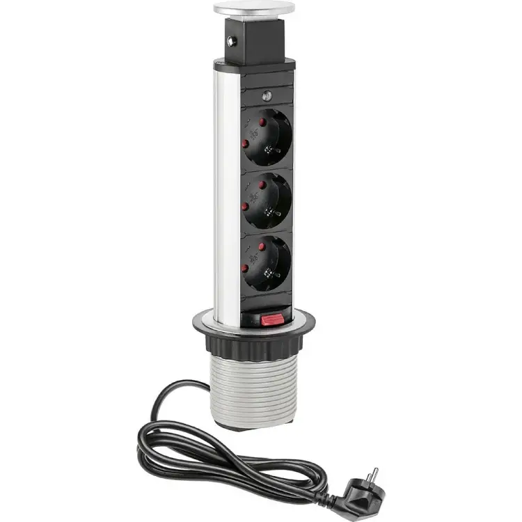 Выдвижной встраиваемый блок розеток GTV AE-BPW3S60-80