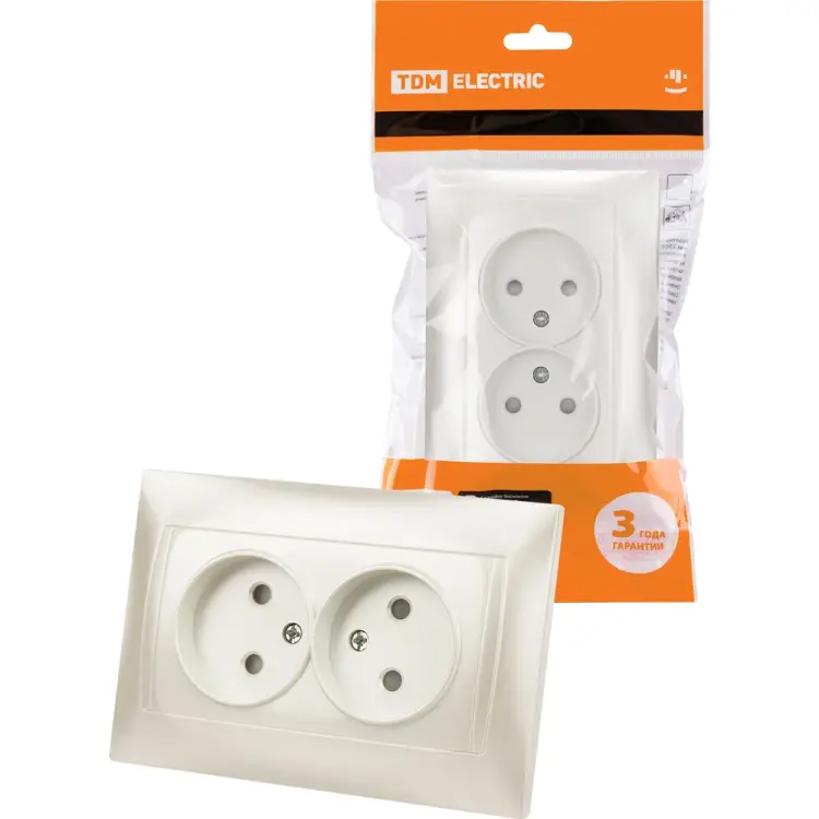 Двойная розетка TDM ELECTRIC Лама SQ1815-0812