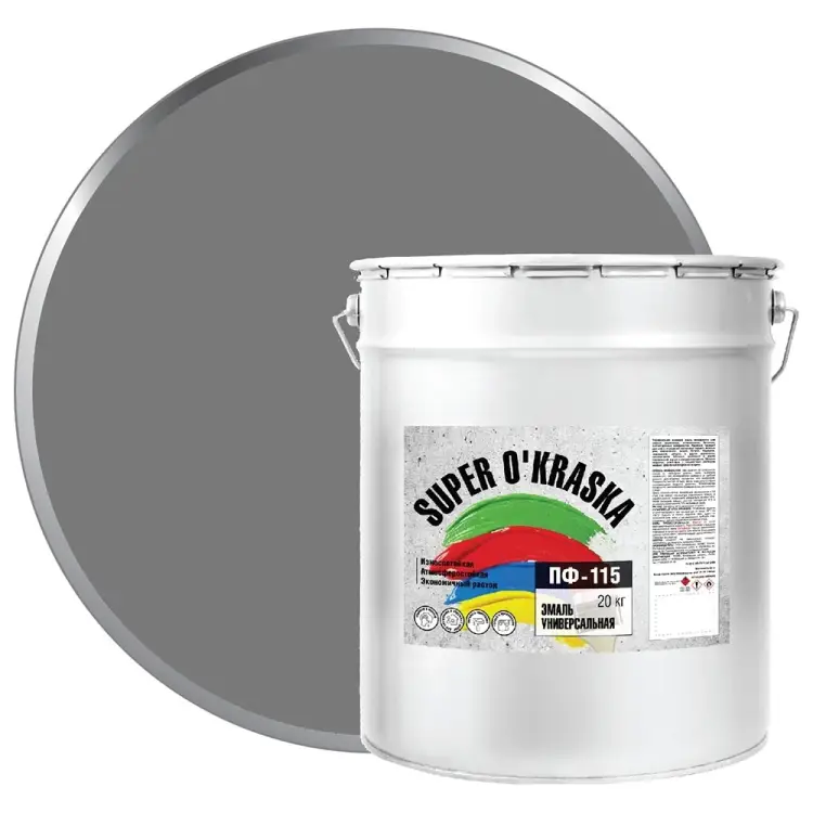 Эмаль super maler Серый 20кг Лк-00005642