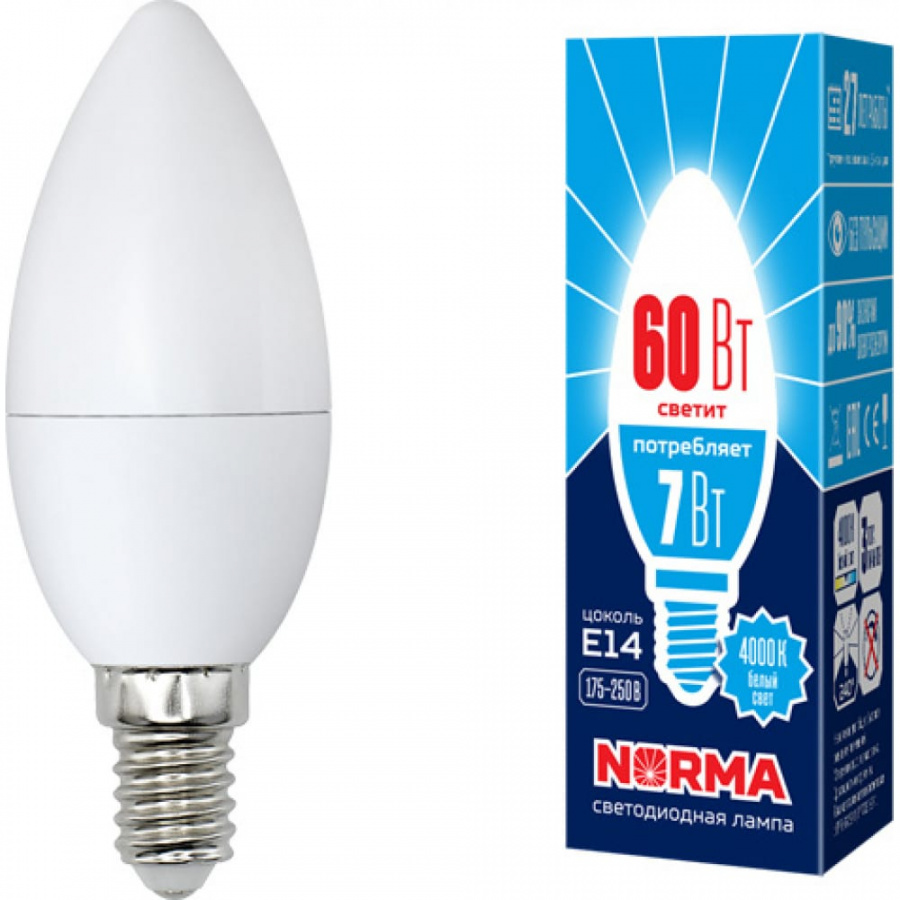 Светодиодная лампа Volpe LED-C37-7W/NW/E14/FR/NR