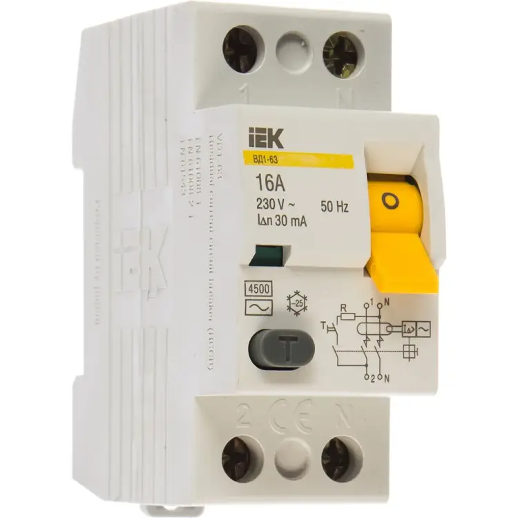Узо IEK ВД1-63 2п, AC, 16А, 30мА MDV10-2-016-030