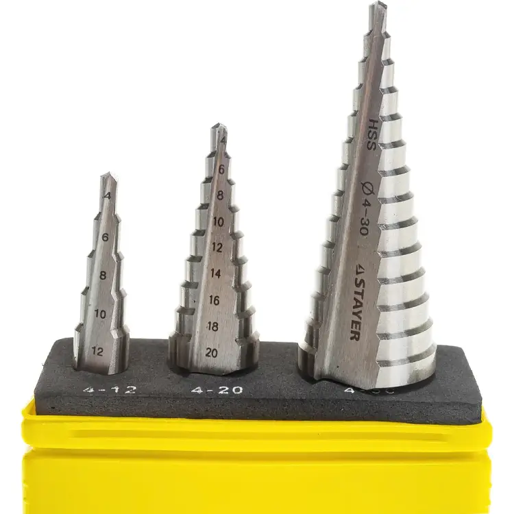 Набор ступенчатых сверл по сталям и цветным металлам STAYER MASTER 29660-4-30-H3 Набор ступенчатых сверл по сталям и цветным металлам STAYER MASTER 29660-4-30-H3