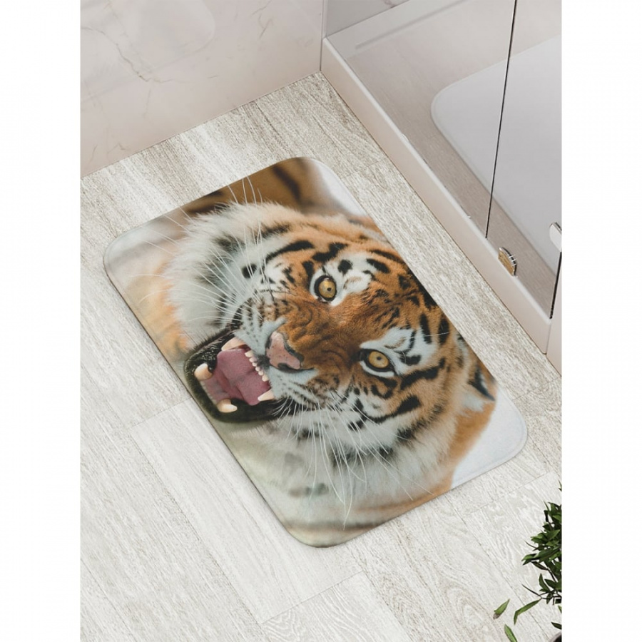 Противоскользящий коврик для ванной, сауны, бассейна JOYARTY Агрессивный тигр