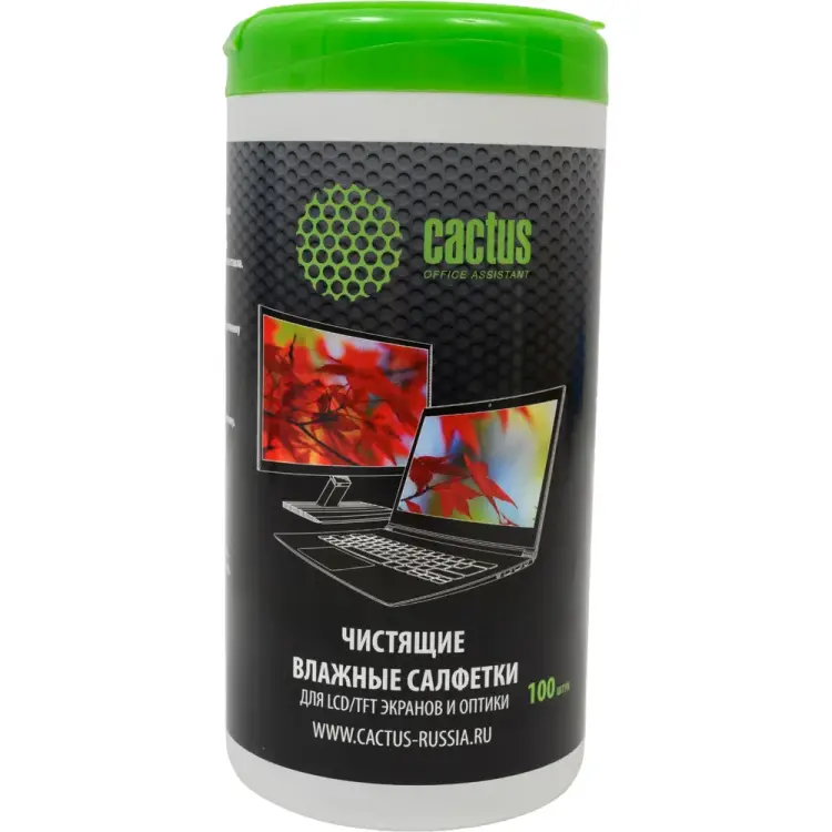 Влажные салфетки для экранов и оптики Cactus 901280