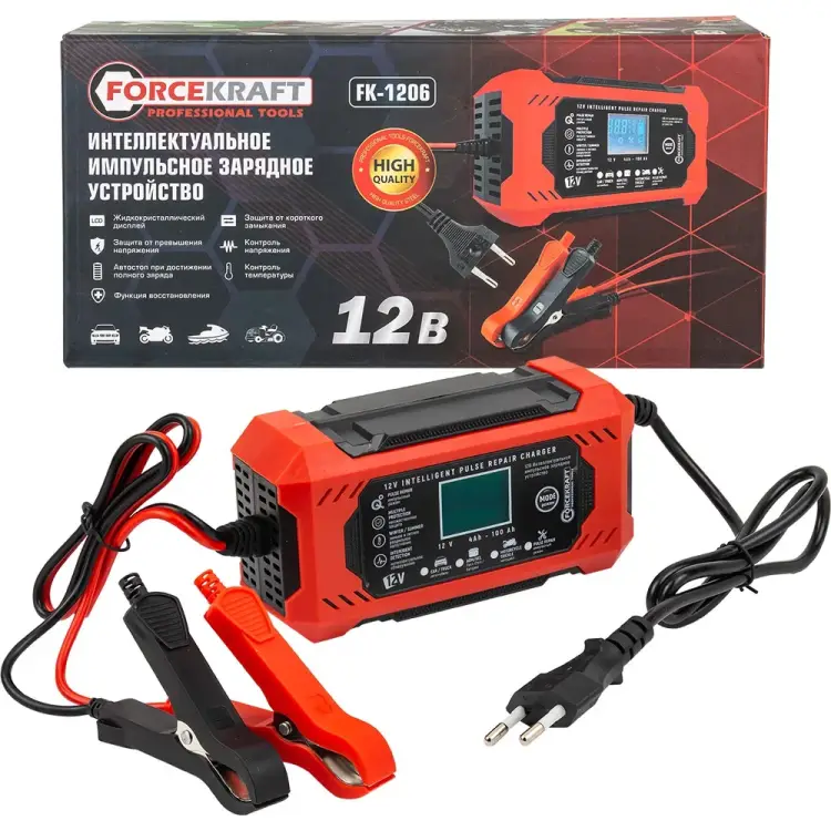 Импульсное устройство зарядное для АКБ Forcekraft FK-1206(60928) Импульсное устройство зарядное для АКБ Forcekraft FK-1206(60928)