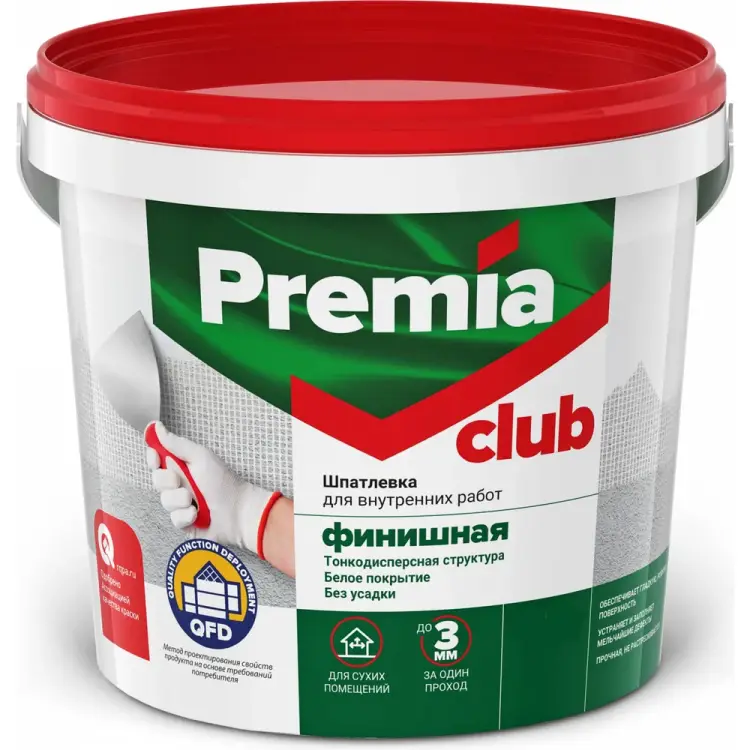Финишная шпатлевка для внутренних работ Premia Club CLUB О03948 Финишная шпатлевка для внутренних работ Premia Club CLUB О03948