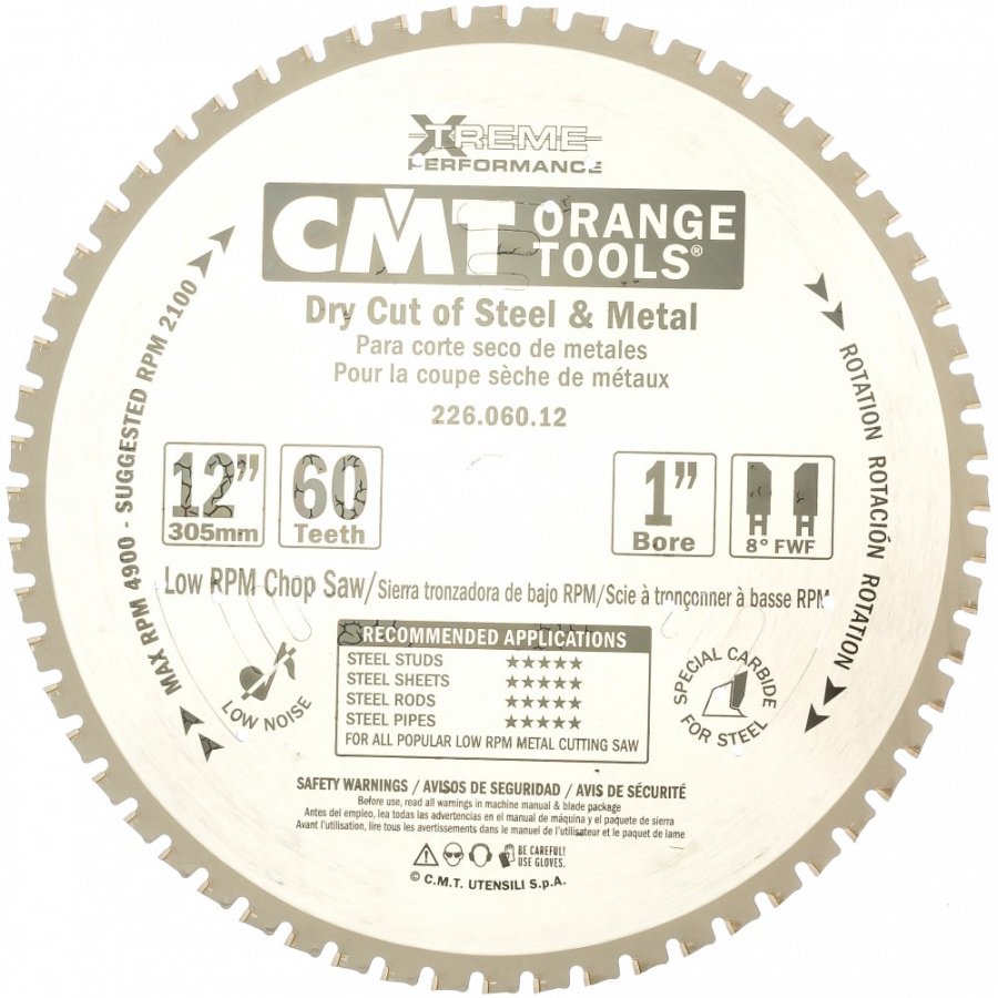 Диск (сухой рез: железо, сталь) CMT 226.060.12
