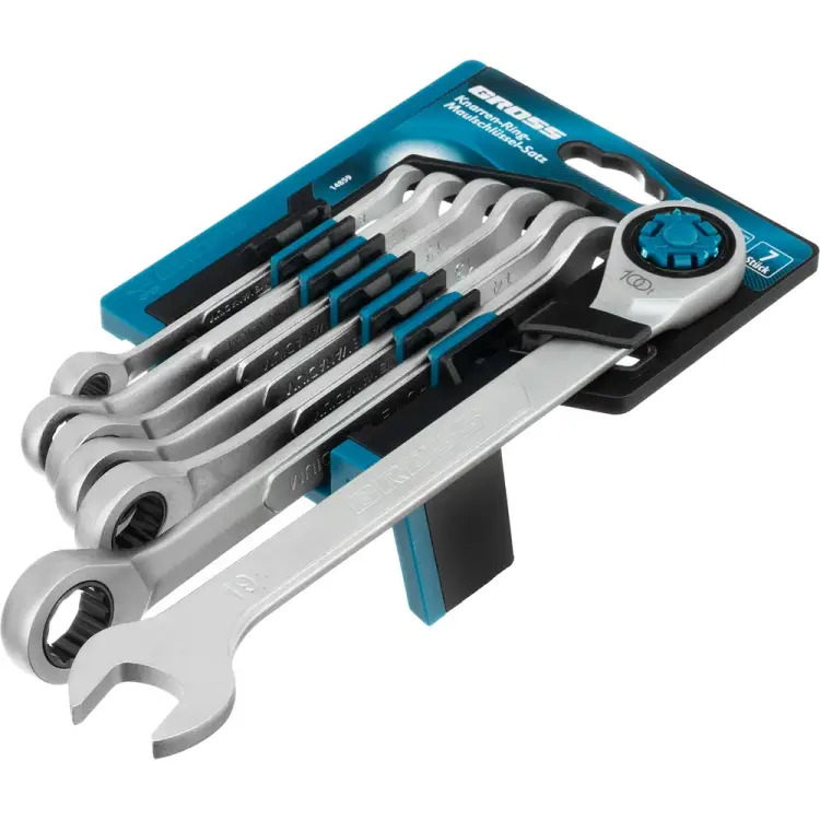 Набор комбинированных ключей трещоточных GROSS 14859 Набор комбинированных ключей трещоточных GROSS 14859