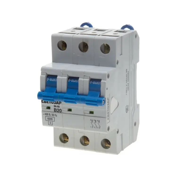 Автомат СВЕТОЗАР 3п, B, 6А, 6кА, 400В SV-49053-06-B
