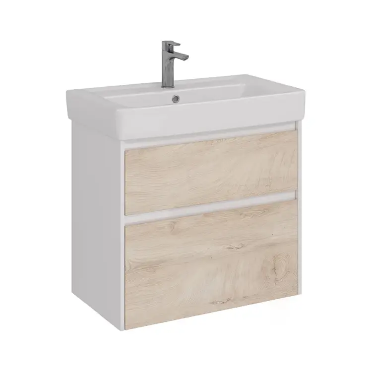 Тумба Lemark COMBI 80 см под 1 раковину, подвесная/напольная, 2 ящика, цвет фасада: Дуб кантри, цвет корпуса: Бел LM03C80T-dub Тумба Lemark COMBI 80 см под 1 раковину, подвесная/напольная, 2 ящика, цвет фасада: Дуб кантри, цвет корпуса: Бел LM03C80T-dub