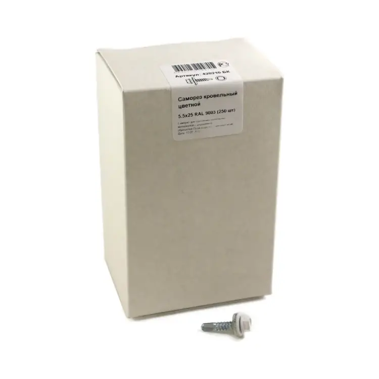 Кровельный саморез крепежная техника 5.5х25 RAL9003 белый (250 шт.) 420210