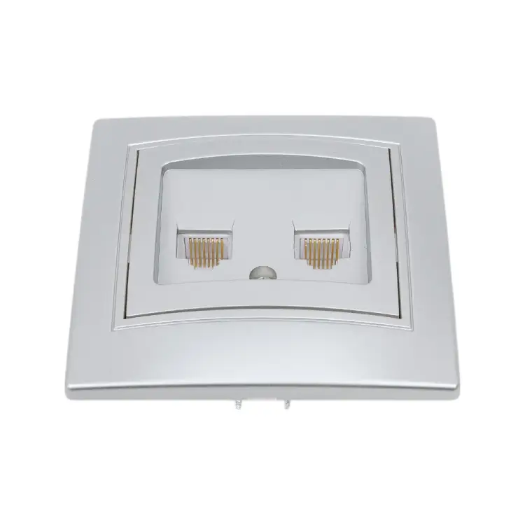 Информационная розетка Intro 2xRJ45, СУ, алюминий Б0043243