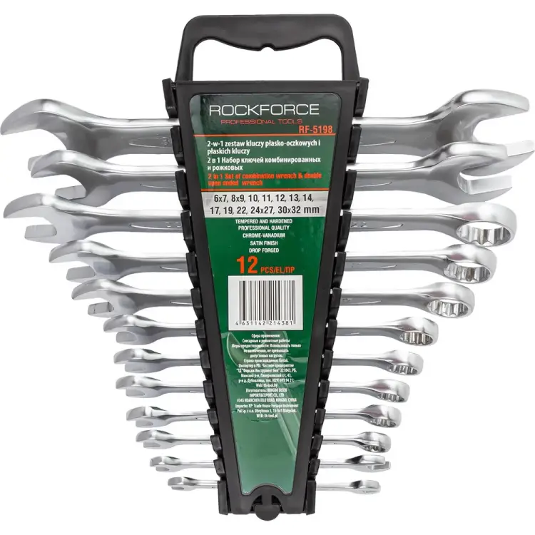 Набор комбинированных и рожковых ключей Rockforce RF-5198 Набор комбинированных и рожковых ключей Rockforce RF-5198