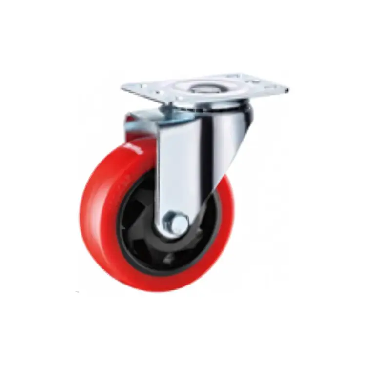 Промышленное полиуретановое колесо TOR SCM 55 125 мм, поворотное, площадка, втулка скольжения 1027243