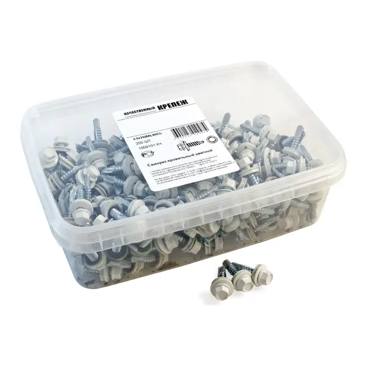 Кровельный саморез качественный крепеж 5.5/25 RAL9003250 белый (250 шт.) 1000101