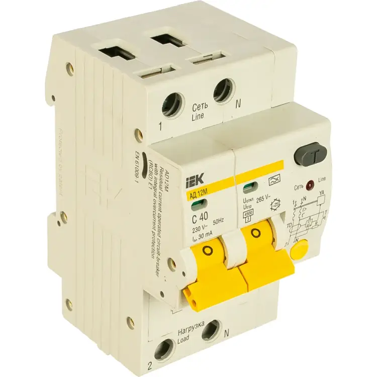 Дифференциальный автомат IEK АД-12М 2п, 40А, C, 30мА MAD12-2-040-C-030