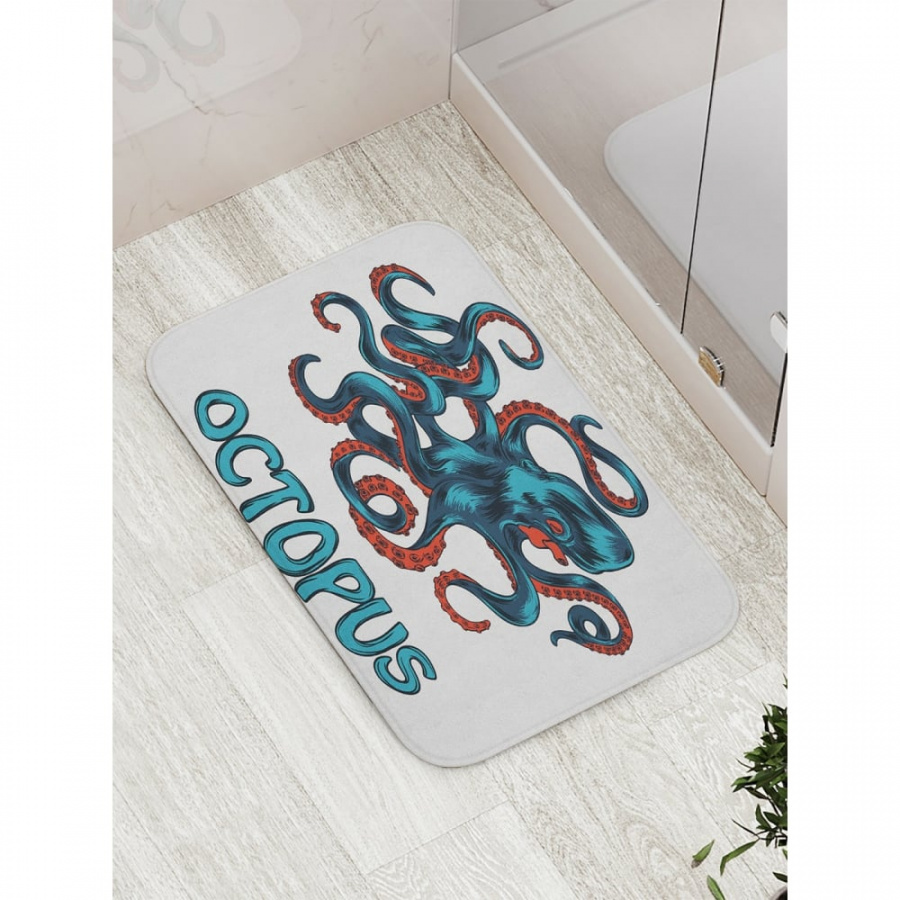 Противоскользящий коврик для ванной, сауны, бассейна JOYARTY Грозный октопус