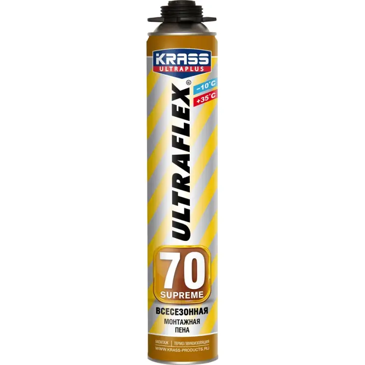 Пистолетная всесезонная монтажная пена KRASS ULTRAFLEX 70 Supreme Лк-00010544 Пистолетная всесезонная монтажная пена KRASS ULTRAFLEX 70 Supreme Лк-00010544