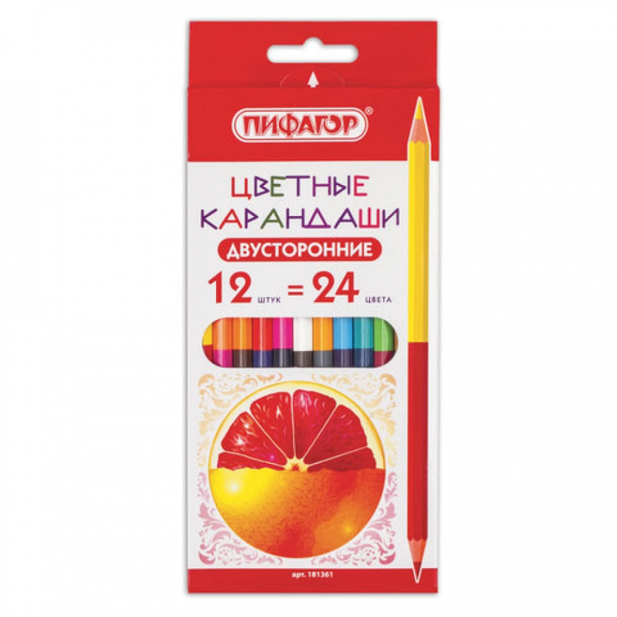 Двусторонние заточенные карандаши Пифагор СОЧНЫЕ ФРУКТЫ
