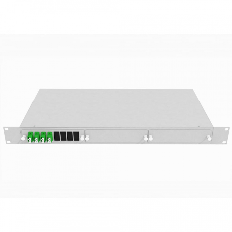 Укомплектованный одномодовый стоечный оптический кросс TopLan КРС-Top-1U-08LC/A-OS2-GY