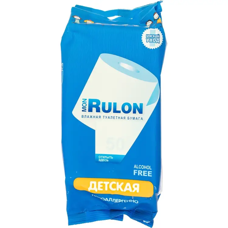 Детская влажная гипоаллергенная антибактериальная туалетная бумага Mon Rulon MON RULON 48329 Детская влажная гипоаллергенная антибактериальная туалетная бумага Mon Rulon MON RULON 48329