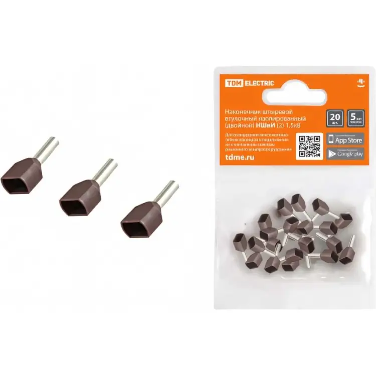 Штыревой втулочный изолированный двойной наконечник TDM ELECTRIC НШвИ 2 SQ0568-0046