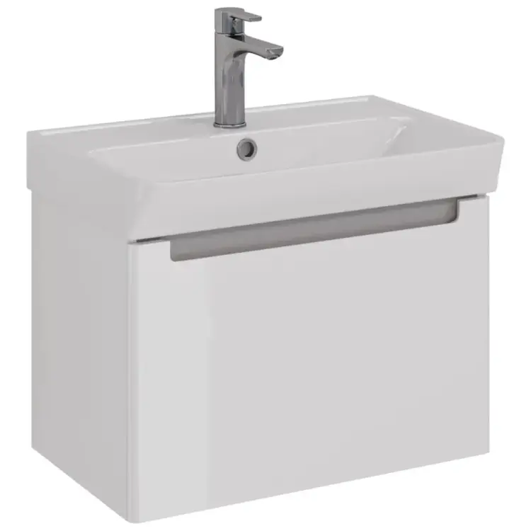 Тумба Lemark BUNO MINI, 60 см под 1 раковину, подвесная, 1 ящик, цвет планки: Серый, цвет корпуса, фасада: Белый  LM05BM60T Тумба Lemark BUNO MINI, 60 см под 1 раковину, подвесная, 1 ящик, цвет планки: Серый, цвет корпуса, фасада: Белый  LM05BM60T