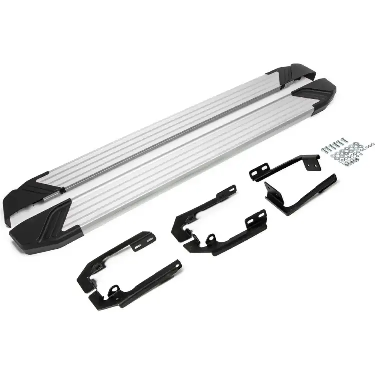 Автомобильные пороги для Isuzu D-Max II рестайлинг 2017-н.в. Rival Silver F193AL.9101.1