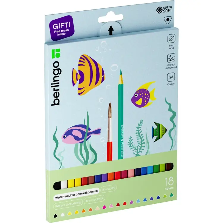 Акварельные карандаши Berlingo SuperSoft Рыбки SSA1718
