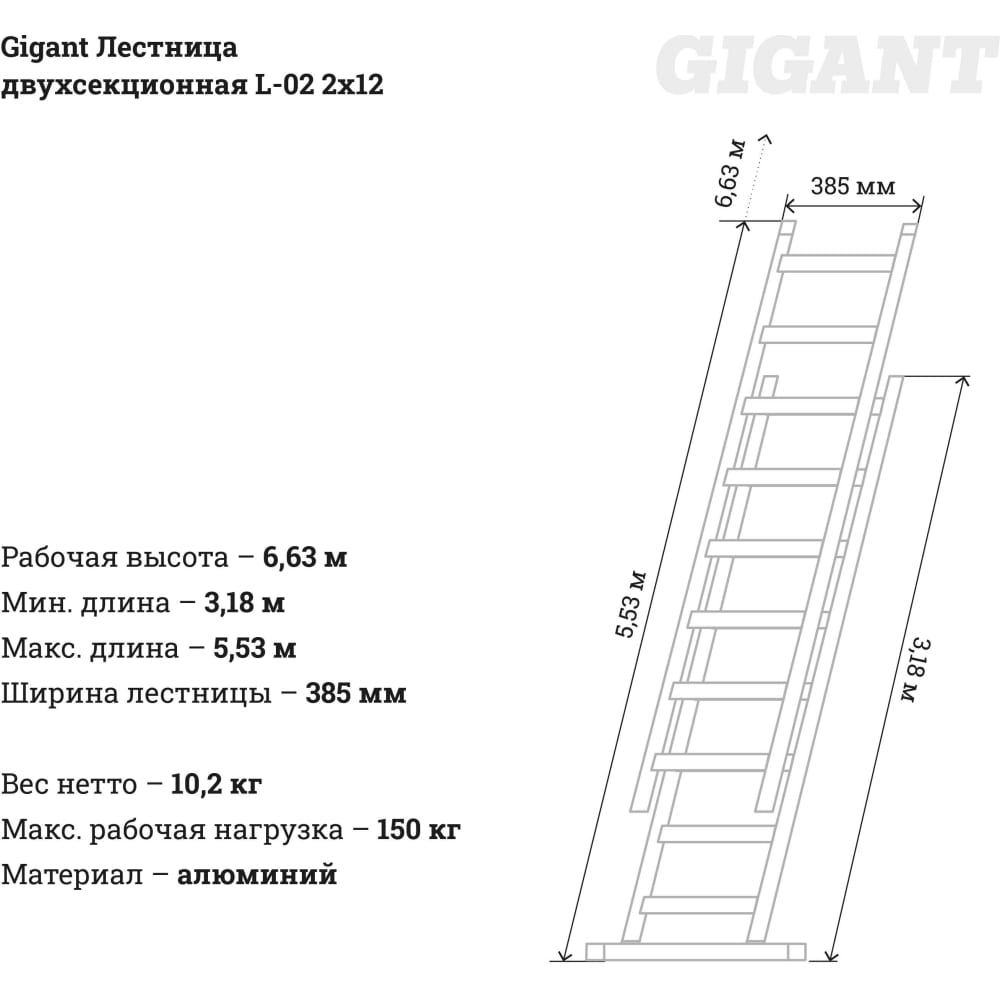 Двухсекционная лестница Gigant L-02