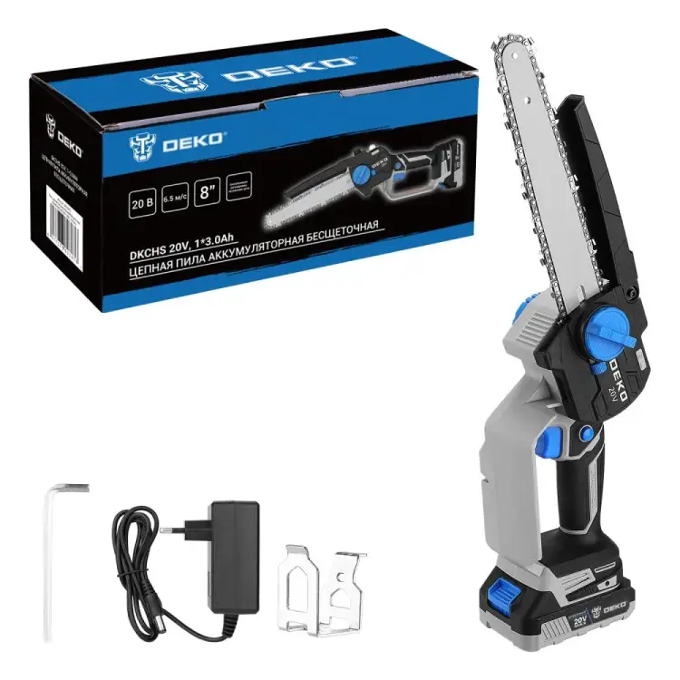 Цепная аккумуляторная бесщеточная пила DEKO DKCHS 20V 085-2010 Цепная аккумуляторная бесщеточная пила DEKO DKCHS 20V 085-2010