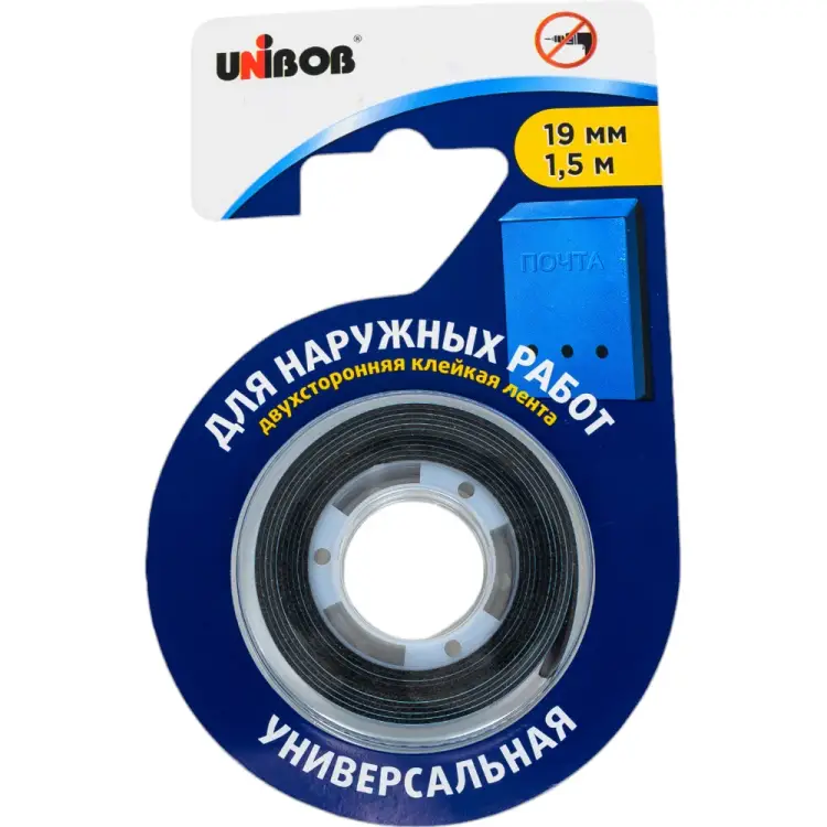 Двусторонняя вспененная клейкая лента для наружных работ Unibob 214992