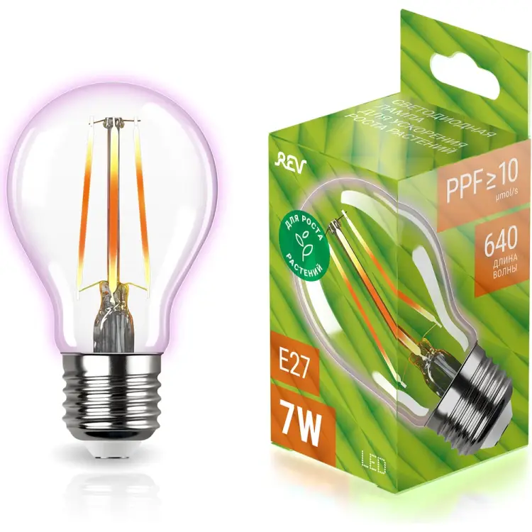 Светодиодная лампа для растений REV А60 E27 7W FILAMENT 32416 4 Светодиодная лампа для растений REV А60 E27 7W FILAMENT 32416 4