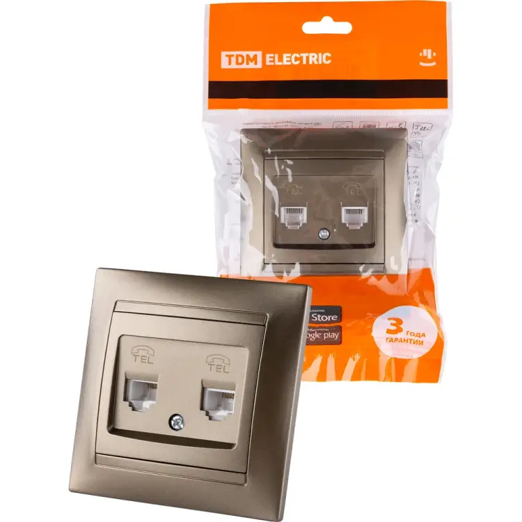 Двойная телефонная розетка TDM ELECTRIC Лама SQ1815-0718