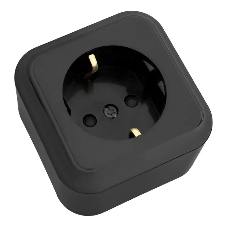 Одноместная розетка BYLECTRICA серия ПРАЛЕСКА РА16-280 черный