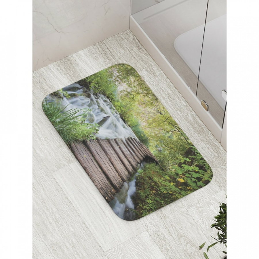Противоскользящий коврик для ванной, сауны, бассейна JOYARTY Путь по водопаду