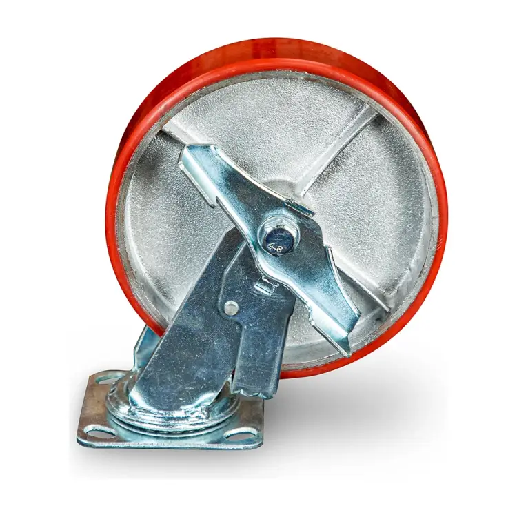 Большегрузное поворотное колесо TOR SCpb 80 200 мм полиуретановое с тормозом (N) 1024153