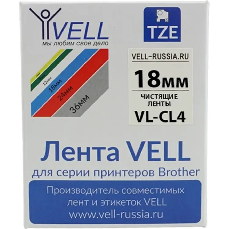 Чистящая лента для PT D450/D600/E300/2700 Vell CL-4 Brother TZE CL4 320010