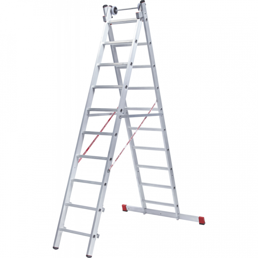 Индустриальная алюминиевая двухсекционная лестница Новая Высота 5220212