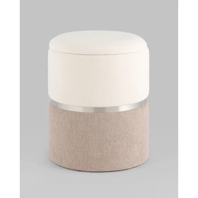 Пуф Стул Груп Кэрри с ящиком, шенилл серый, серебро 19A060CHHS HT2303-01-04 Пуф Стул Груп Кэрри с ящиком, шенилл серый, серебро 19A060CHHS HT2303-01-04