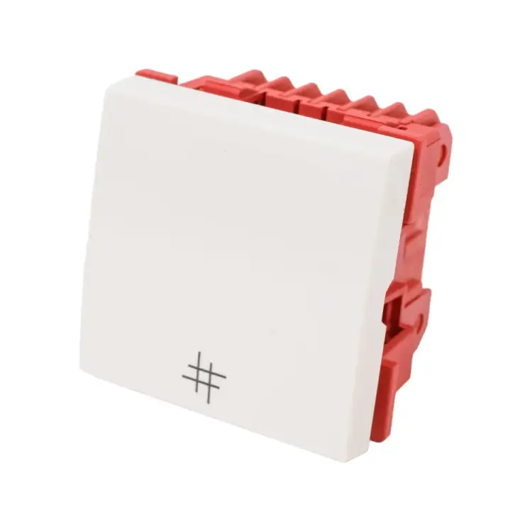 Одноклавишный четырехконтактный выключатель LANMASTER LAN-EC45x45-S14-WH